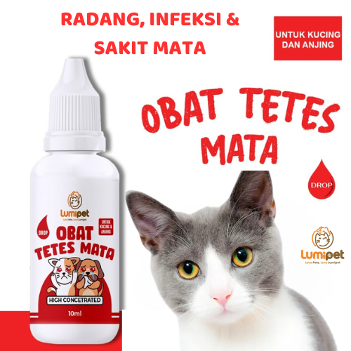 Obat Tetes Mata Kucing Anjing Anti Radang, Infeksi Iritasi Belekan Mata Merah Bengkak Selaput Putih