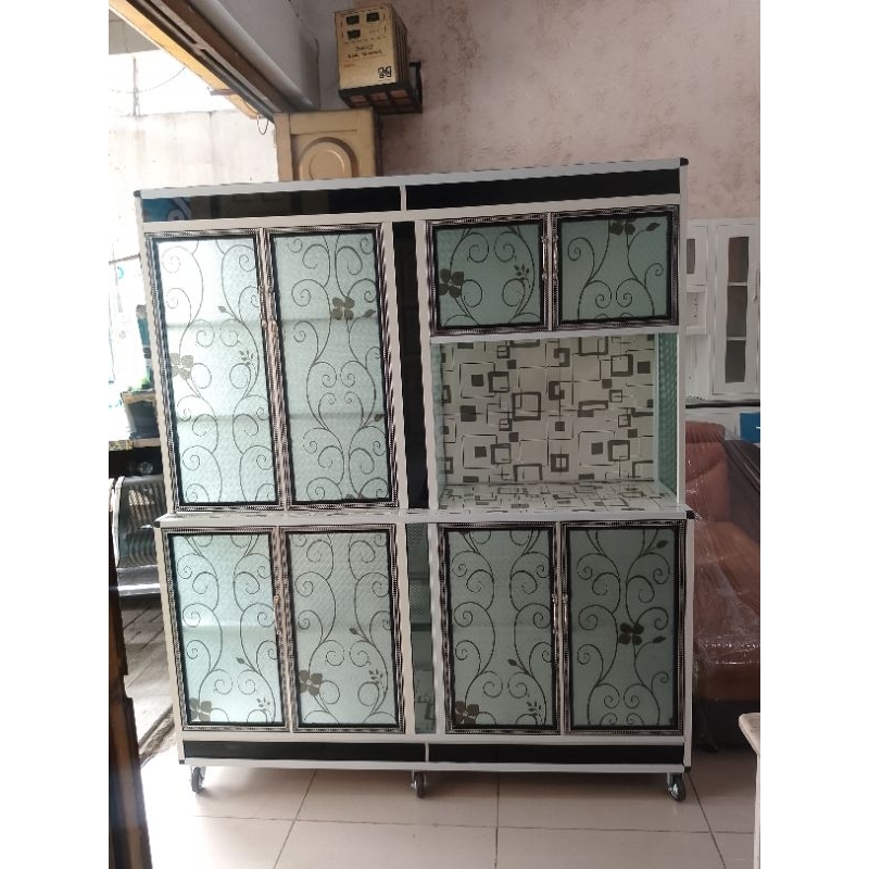 Rak Piring 4 Pintu Kaca Magic Jar / Lemari Sayur