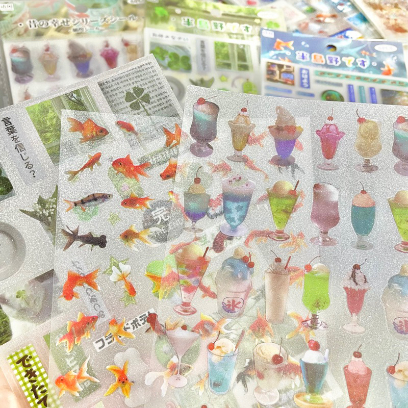 

[UPDATED 21/6] Sticker Glitter Journaling Tin Case Melon Soda Clover Goldfish