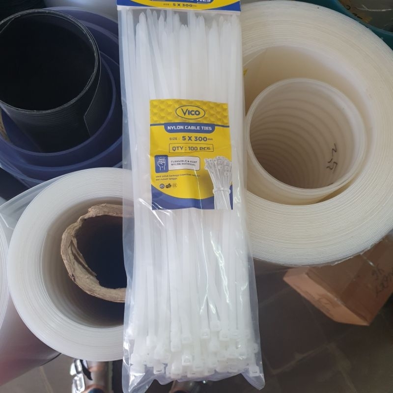 

cable tie tali pengikat plastik fiber pagar 5x30cm warna putih