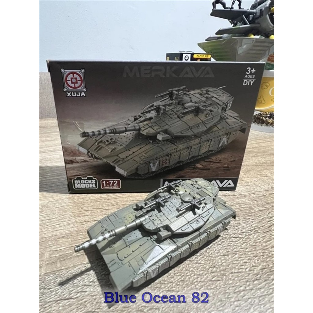 Block Model DIY 1/72 Merkava IV Tank - Mainan Kendaraan Militer mudah dirakit - Israeli Merkava III 