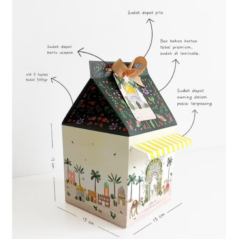 

box 15 x 15 x 15cm Kareem set Box (belum termasuk Kue)