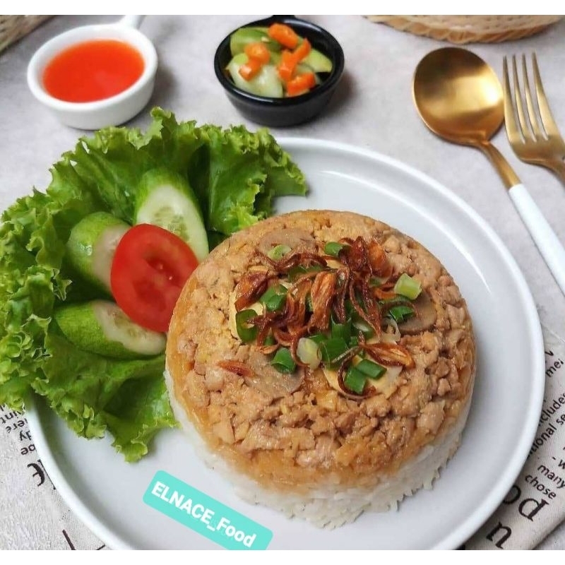

Nasi Tim ayam jamur dgn telur puyuh