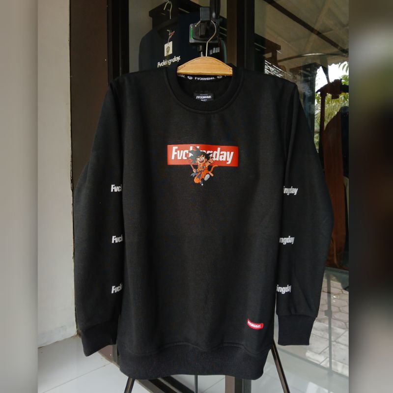 Fvckingday | Crewneck Sweater Size M Hitam Goku Anime Series Dragon Ball