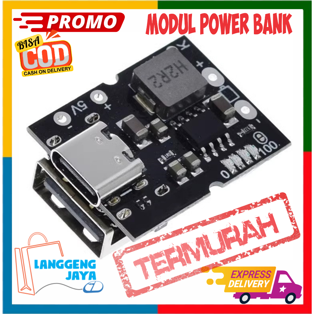 Modul Power Bank Type C Fast Charger 5V 2A Boost Step Up Baterai 18650