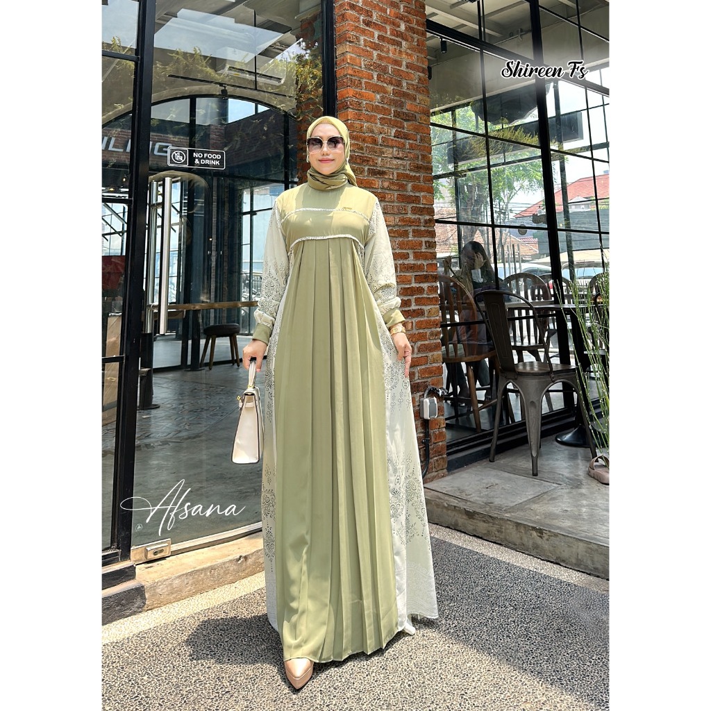Gamis Afsana Bahan Ceruty Baby Doll Ori Sale Cuci Gudang
