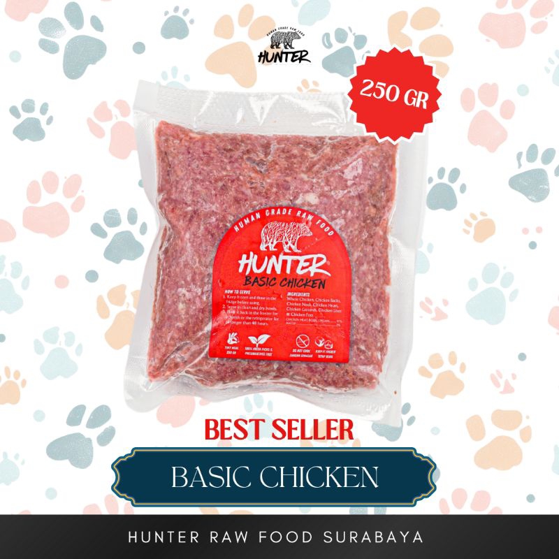 Hunter Raw Food | DAGING AYAM GILING (RAW FOOD) 250 gr - BASIC CHICKEN | Makanan hewan Murah| Dog Fo