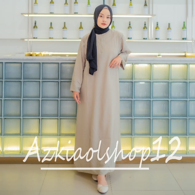 Keyra Dress Batwing Button Knit Premium - Gamis Casual Simpel Panjang Muslim Sporty Busui