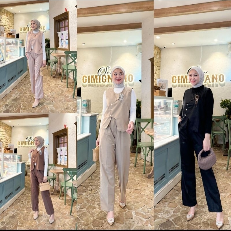 Setelan 2in1 Vest/rompi wanita/ONE SET ROMPI VEST WANITA PREMIUM/SETCEL BKK WANITA/Setelan Baju Imp*