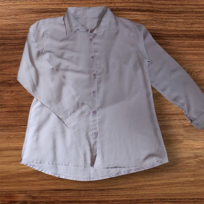 kemeja polos warna ungu muda my sorella preloved size L