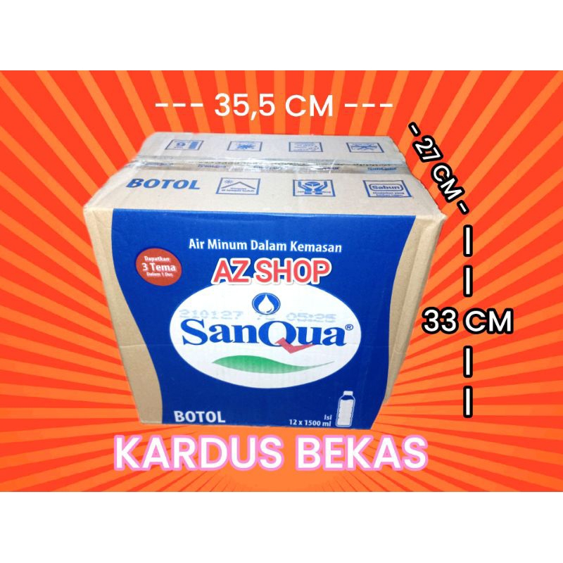 KARDUS BEKAS AIR MINERAL SANQUA 1500 ML ( SINGLE WALL )