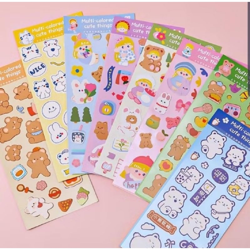 

HI546 Stiker Sheet 1 Lembar Multi Colored Kucing Beruang DIY