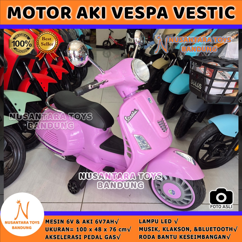 Motor Aki Anak Vespa Aki Vestic Original PMB M288 SNI M 288 Vespa Anak ukuran besar dapat Charger