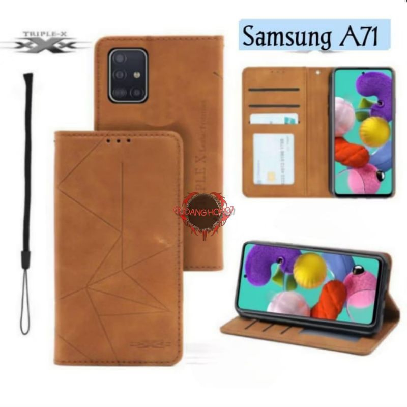 SAMSUNG A71 CASE POLYCARBONATE LEATHER FLIP MAGNET CASING DOMPET HP SARUNG KULIT