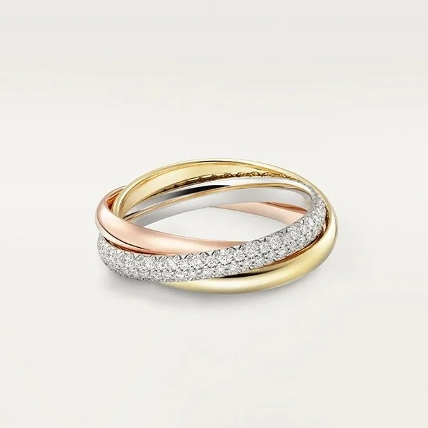 【17K / 750 emas asli】cincin Triwarna  berlian Emas 17 K - 2.0 gr Kadar 750