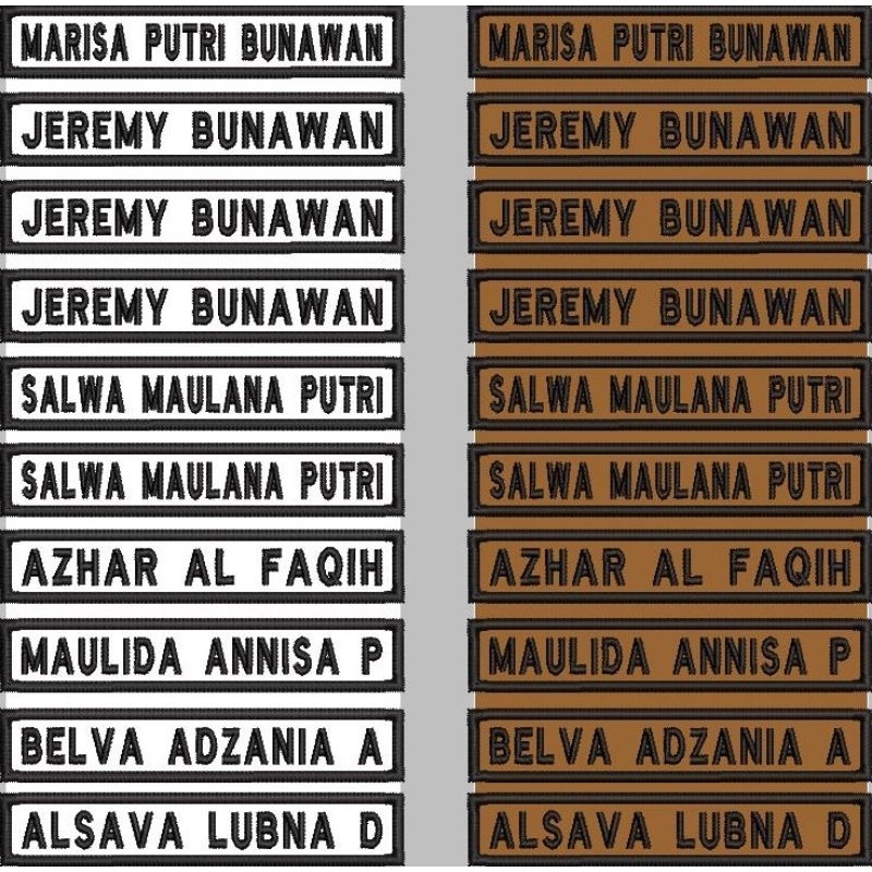 custom bordir nama /name tag/bet nama