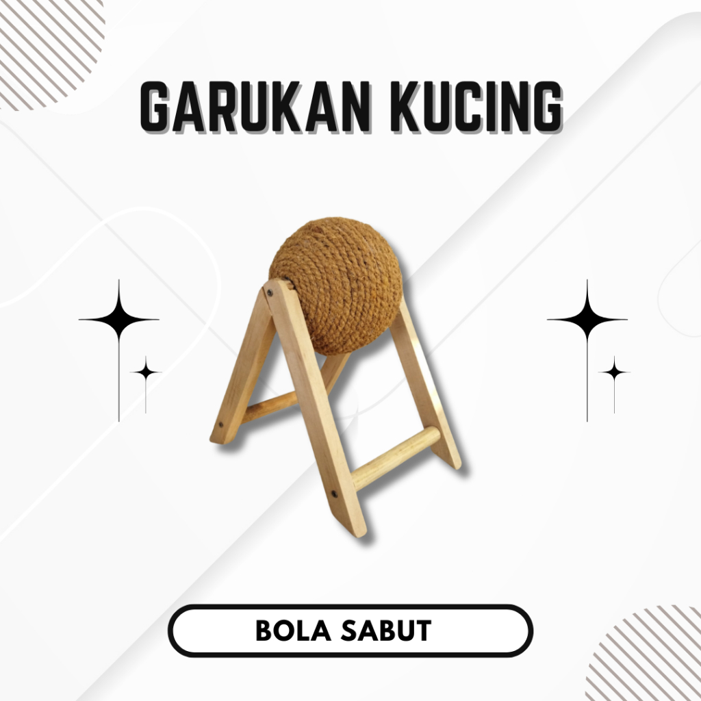 Ball Scratcher Cat Bola Garukan Kucing tali sabut kelapa Kucing Mainan Peliharaan Cat Condo Edukatif