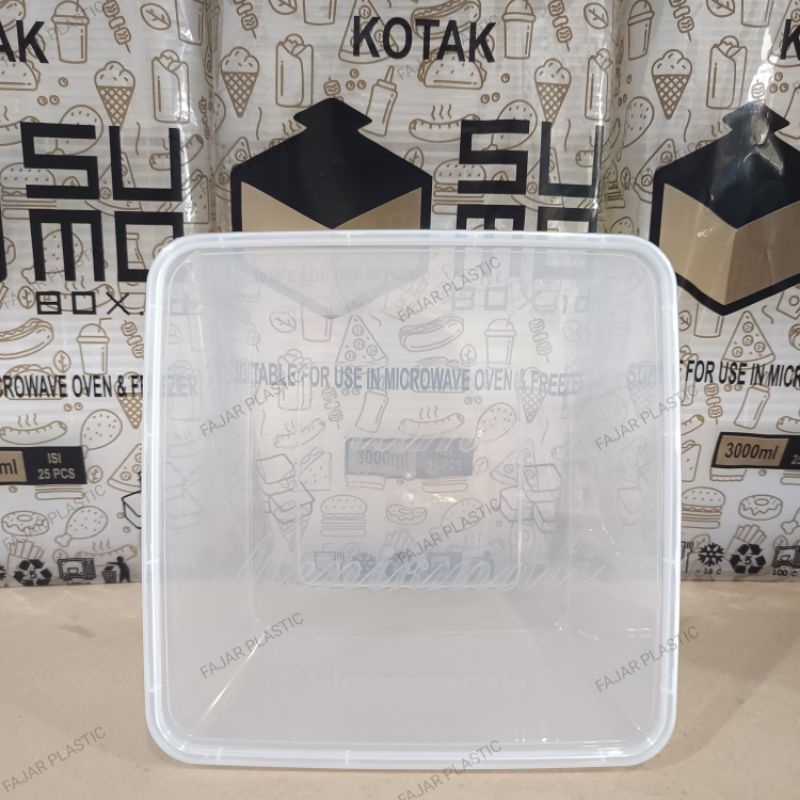 Eceran Thinwall Sumo 3000ML SQ - Thinwall Persegi - Kotak Plastik 3000ML 3L