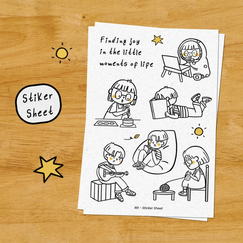 

Finding Joy in the Little Moments of Life Sticker Sheet | Stiker Lucu | Stiker Kiss Cut | Stiker Vinyl