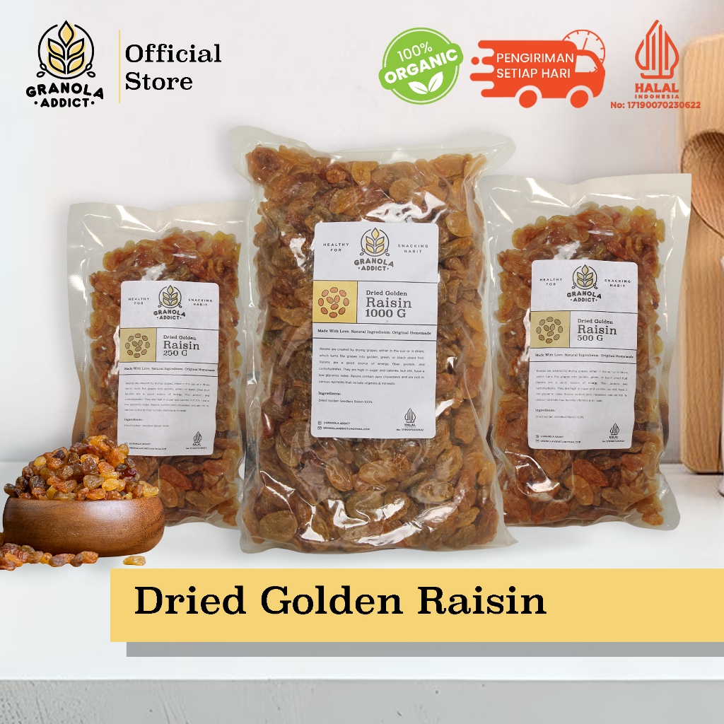 

Granola Addict - Dried Golden Raisin / Kismis Kuning 250G, 500G, 1KG