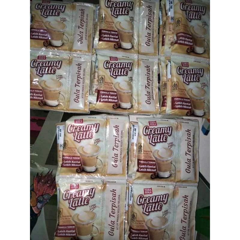 

kopi Torabika creamy latte rencengan 10scht gula terpisah