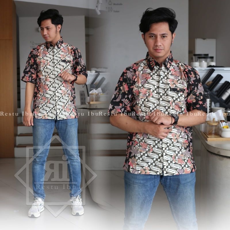 Kemeja Batik Pria Lengan Pendek/Baju Batik Pesta/Kemeja Batik Pria