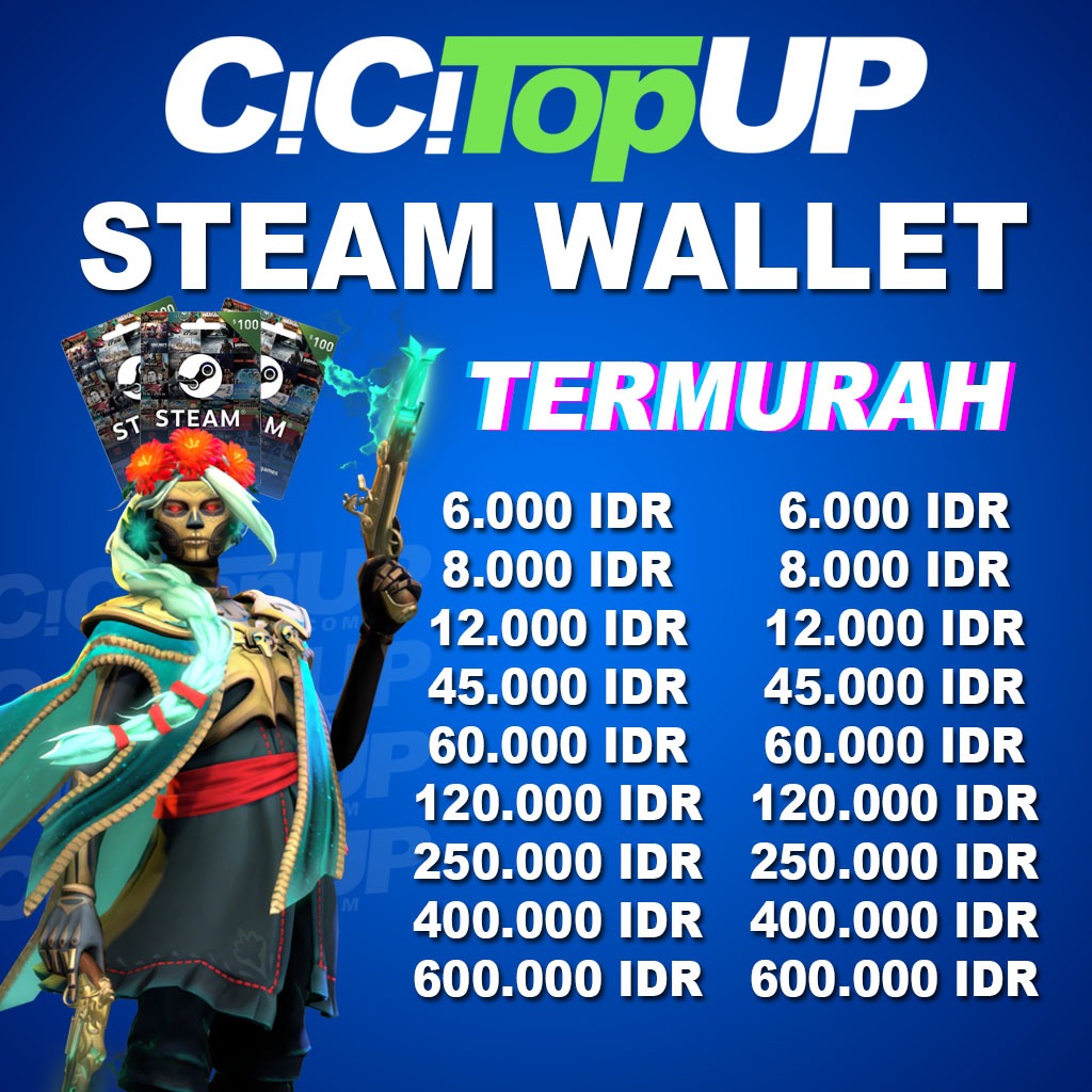 Voucher Steam Wallet Code SWC (IDR) 6k, 8k, 12k, 45k, 60k