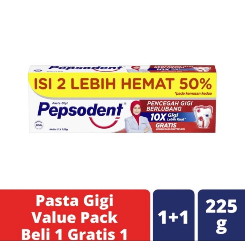pepsodent pasta gigi odol 225gr isi 2