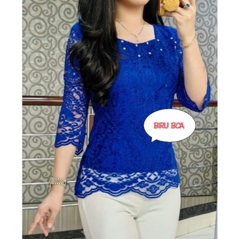 BLUS KEBAYA BROKAT PREMIUM LENGAN LURUS TERLARIS/BLUS KEBAYA BROKAT FORMAL KEKINIAN