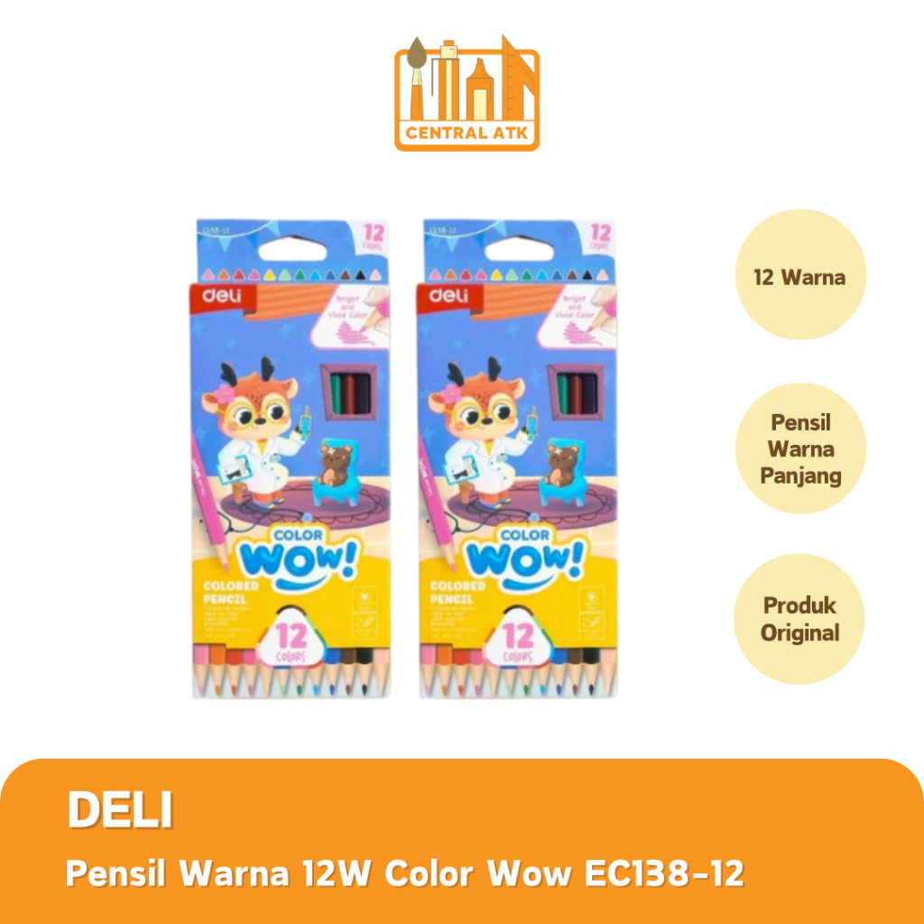 

COLOUR PENCIL / PENSIL WARNA DELI COLOR WOW 12 WARNA PANJANG EC138-12