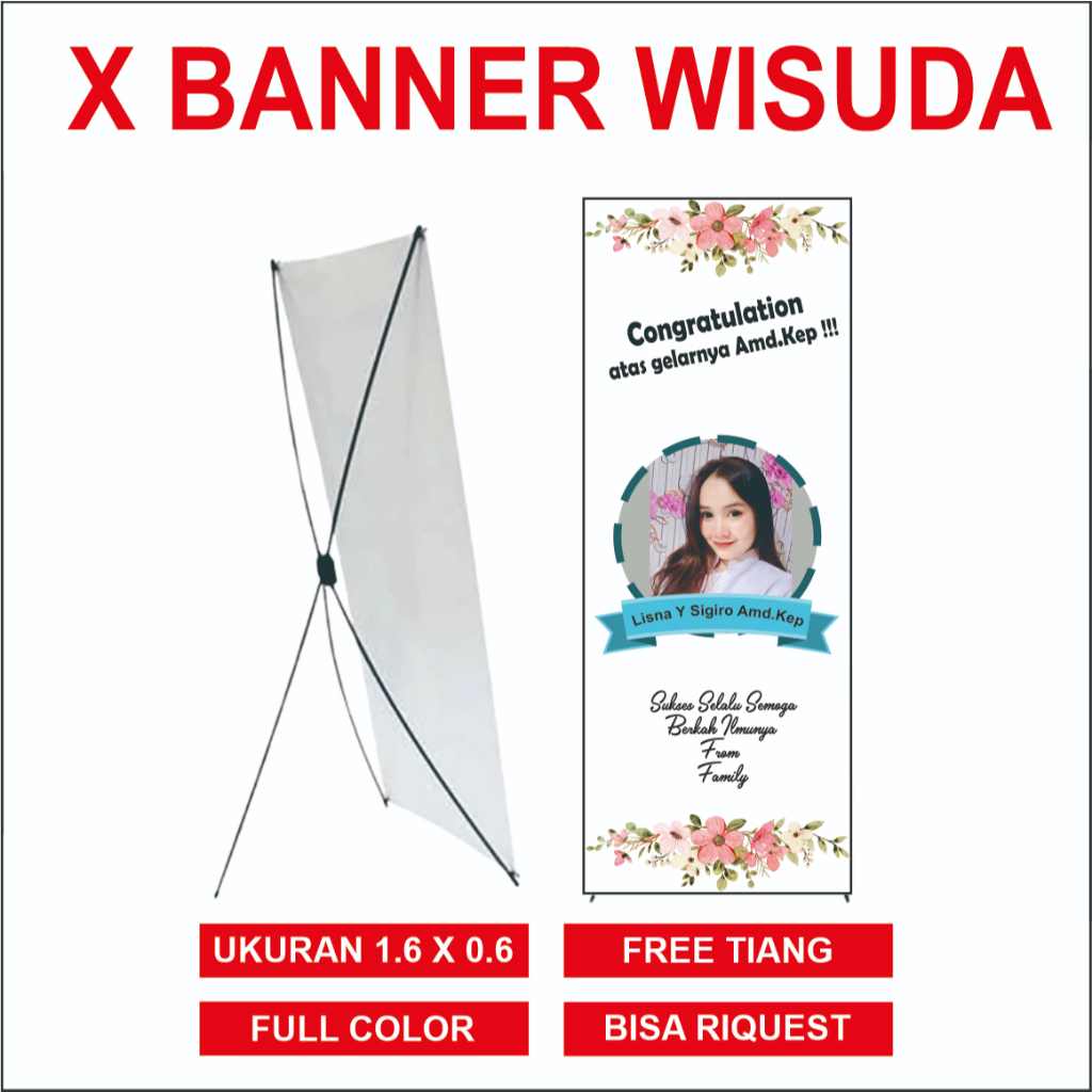Cetak banner X Banner Baner Wisuda Wedding Spanduk graduation
