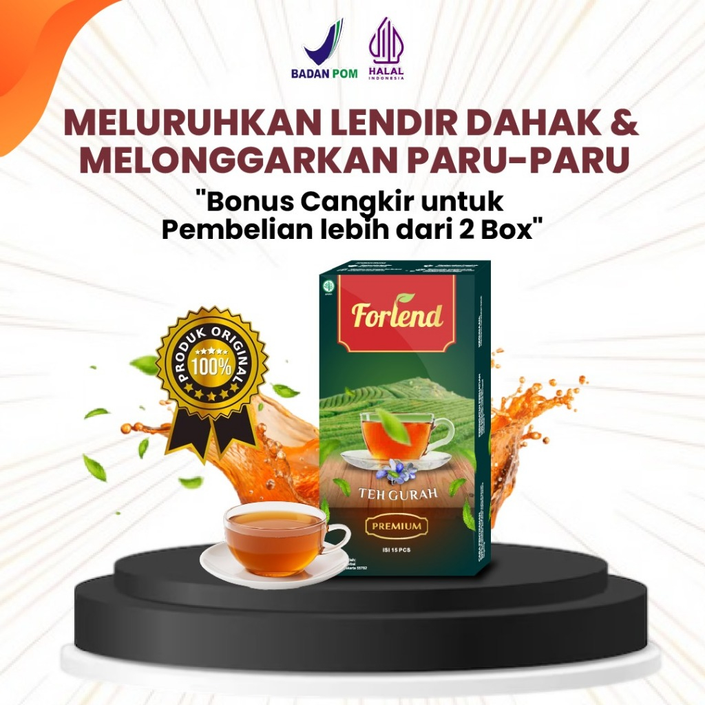 

FORLEND - Teh Gurah Asli Atasi Lendir Dahak & Melegakkan Pernapasan - BPOM & Halal - Bonus Cangkir