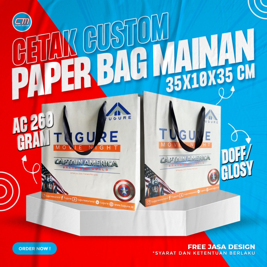 

Paperbag Mainan Custom Ukuran 35 x 10 x 35 Cm