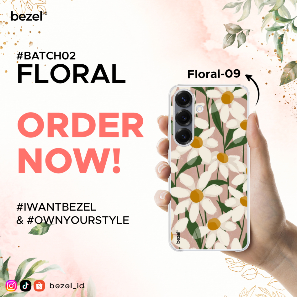 Bezel Premium Case Floral #9 Semua Type HP Kekinian For Samsung