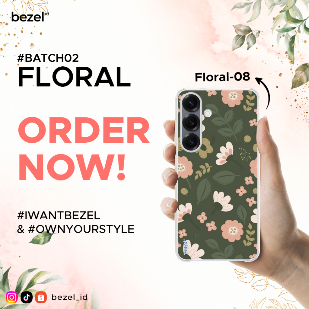 Bezel Premium Case Floral #8 Semua Type HP Kekinian For Samsung