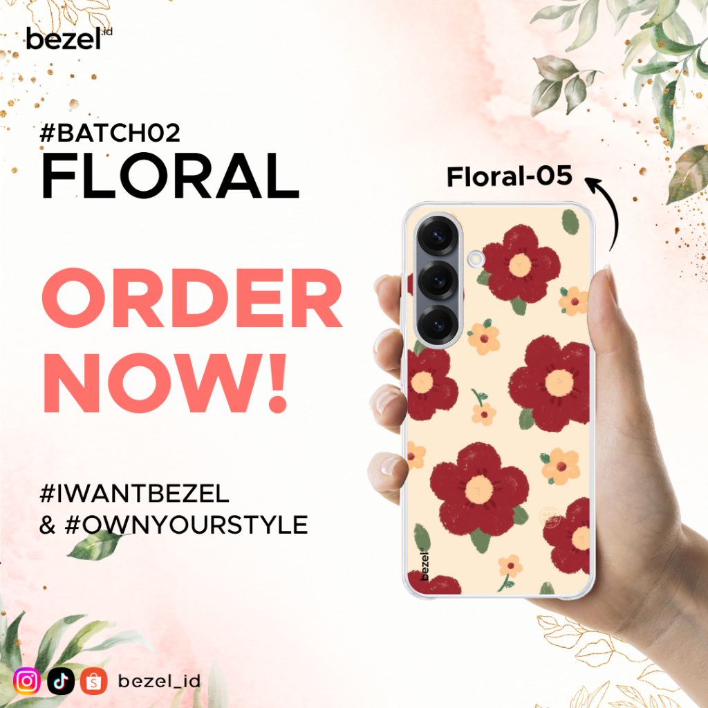 Bezel Premium Case Floral #5 Semua Type HP Kekinian For Samsung