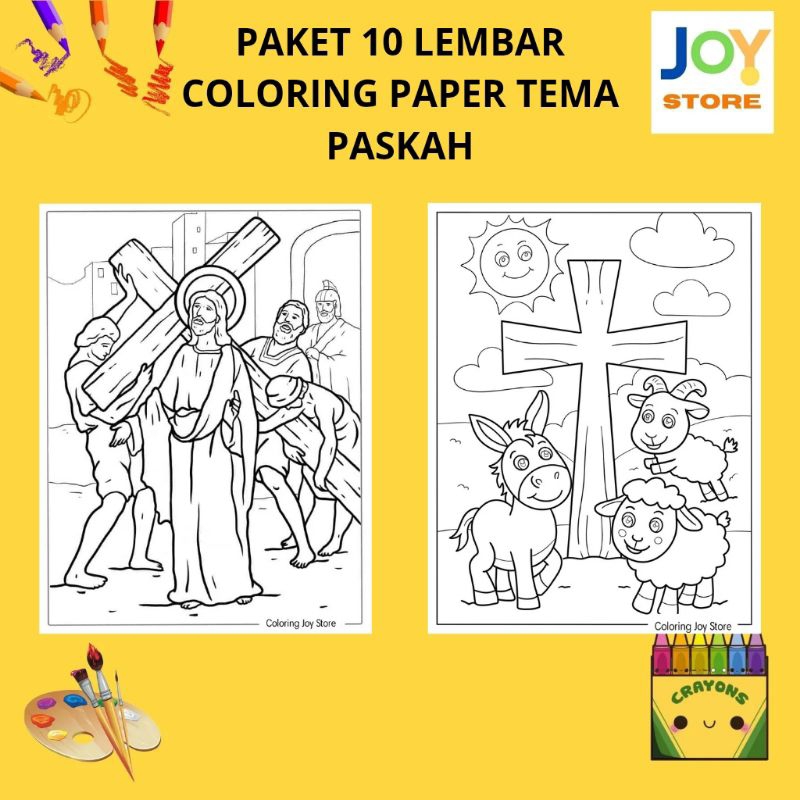 

PAKET 10 Lembar Kertas Gambar Mewarnai Tema Paskah Ukuran A4 150 gsm - Coloring Paper 004