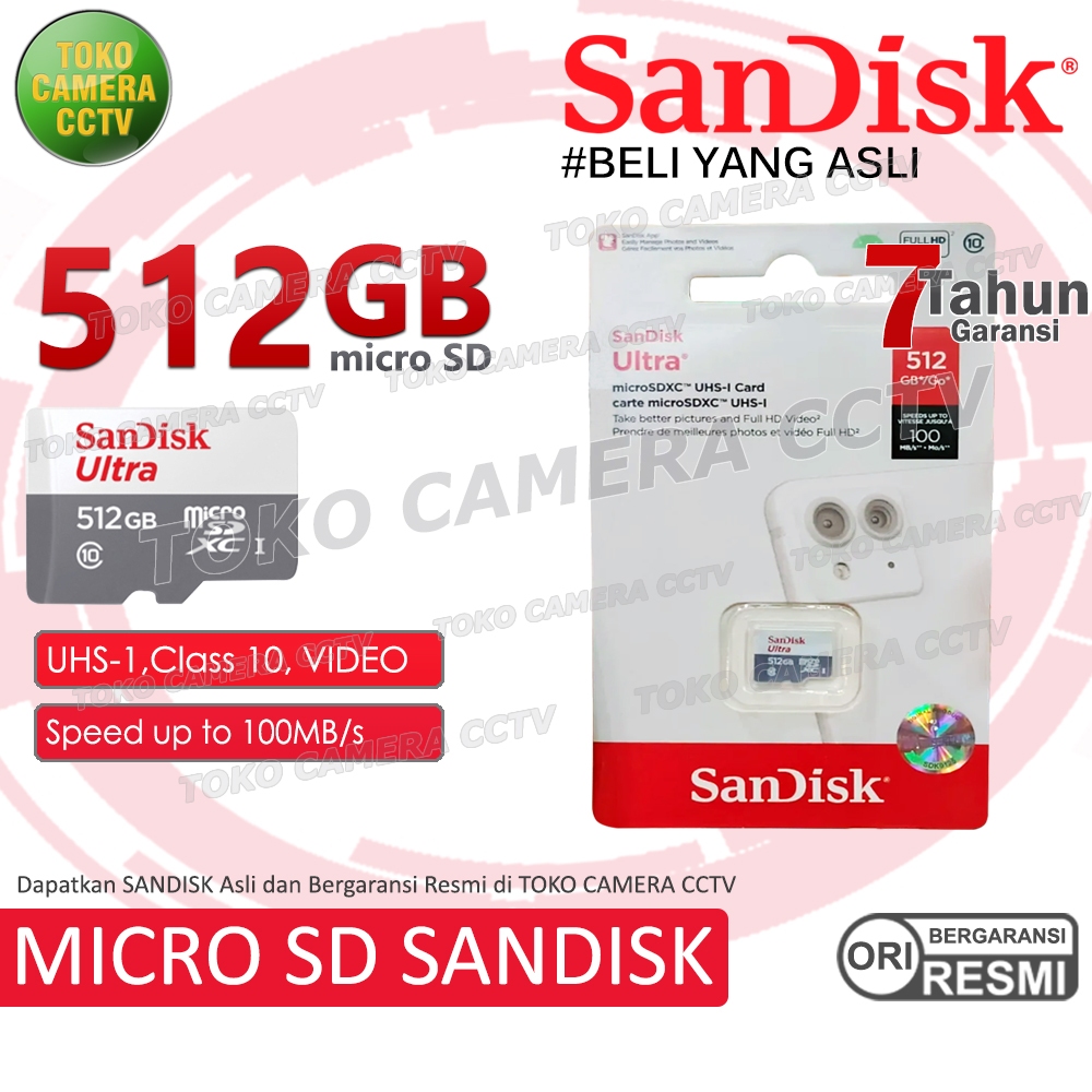 SanDisk MicroSD 512GB Kartu Memori 512GB UHS-1 Memory Card Class 10