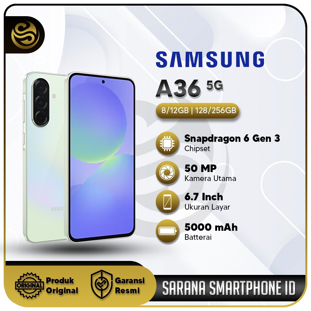 Samsung Galaxy A36 5G - RAM 8/256 12/256 - Snapdragon 6 Gen 3 | IP67 | Gorilla Glass Victus+ - HP Fl