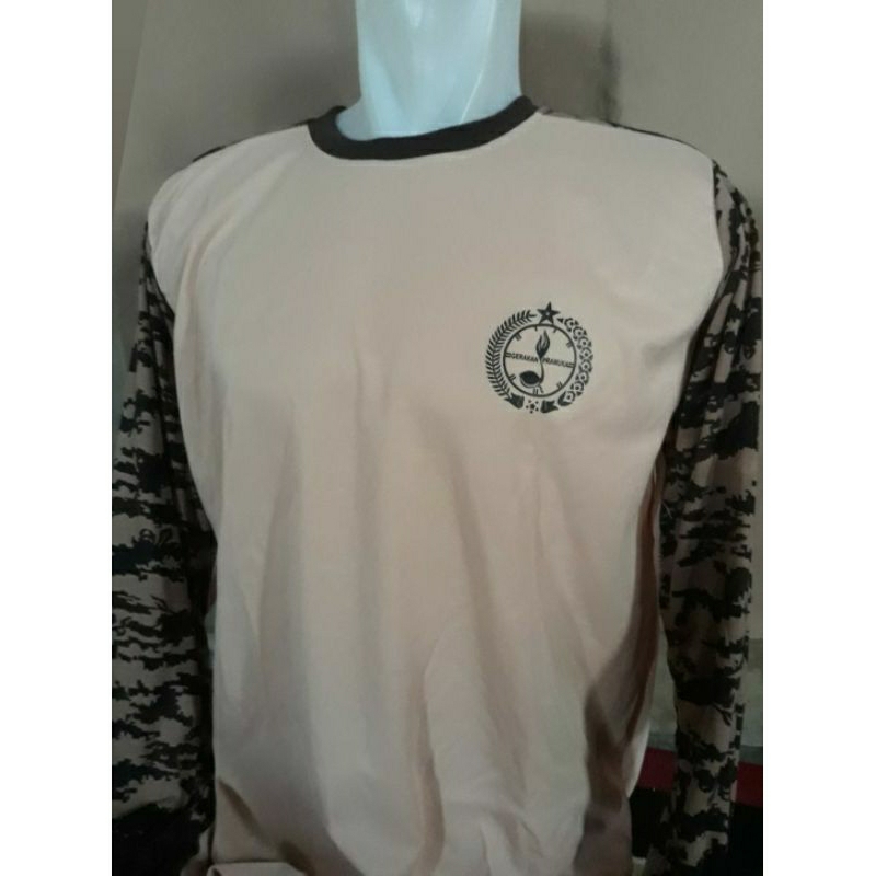 KAOS LORENG PRAMUKA/KAOS PDL/KAOS LAPANGAN/LENGAN PANJANG KOMBINASI WARNA CREM