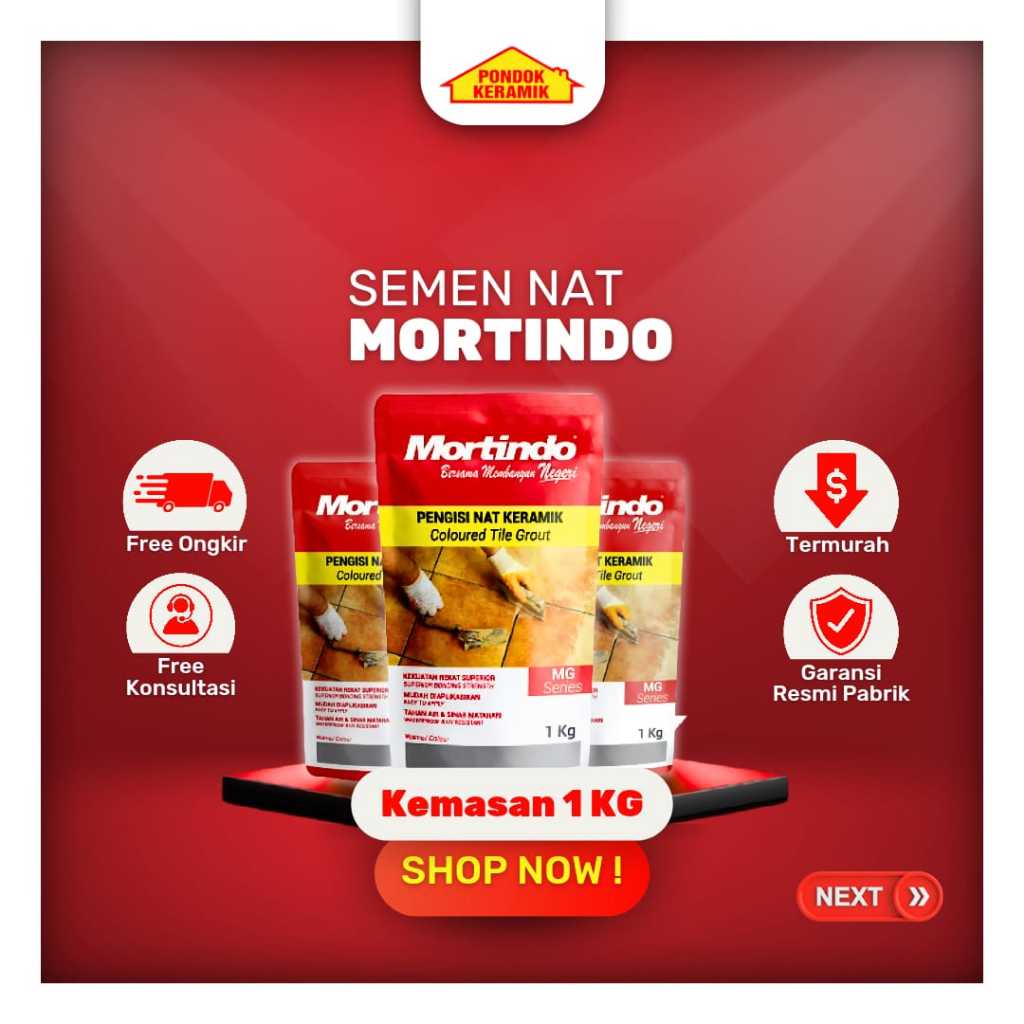 Semen Nat Keramik Mortindo / Semen Warna Pengisi Nat Keramik / Tile Grout 1 kg