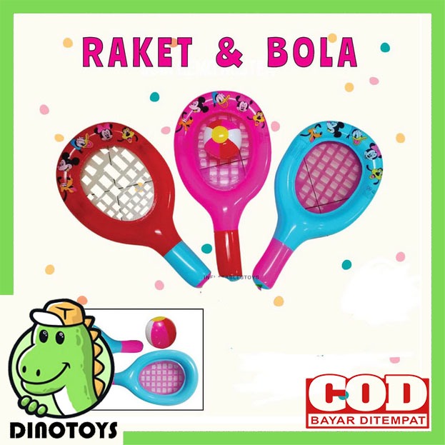 DINOTOYS MA46 Mainan Anak Balon Raket terdiri 2 Raket dan 1 Bola Uk 62x32cm
