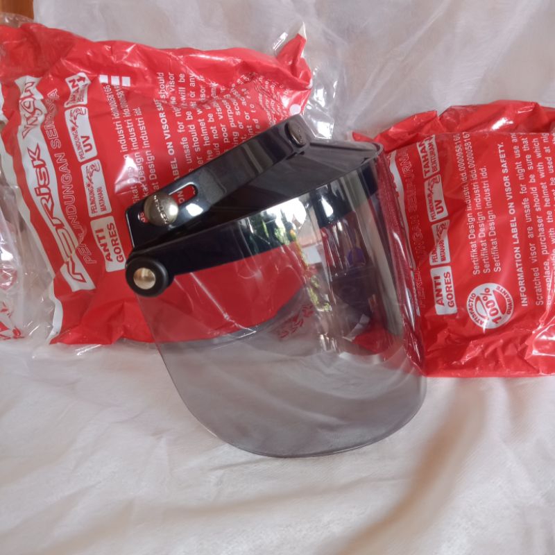 kaca helm arc/bogo kaca helm retro datar  smoke original norisk