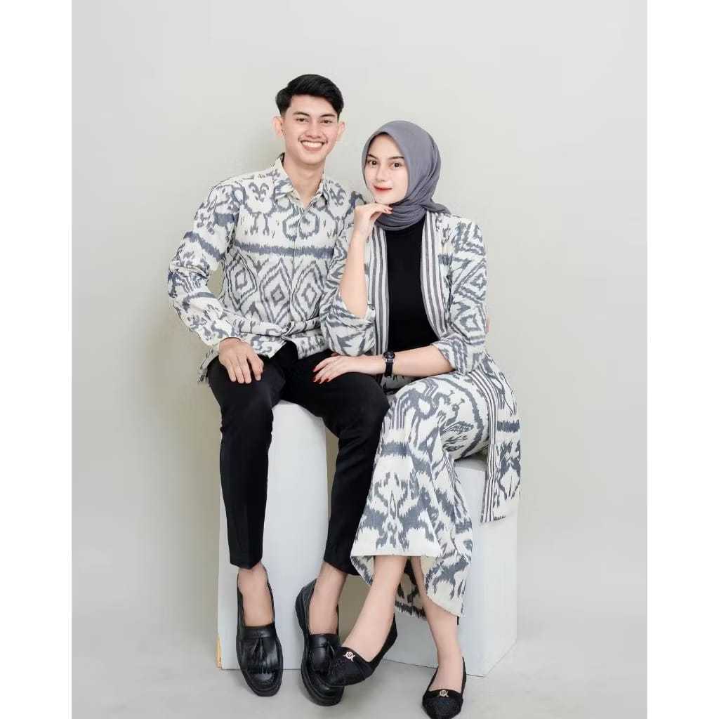 Outer Dan Rok Madam White Grey Ntt Baju Tenun Couple Baju Kondangan Prewedding Kemeja Pria Casual