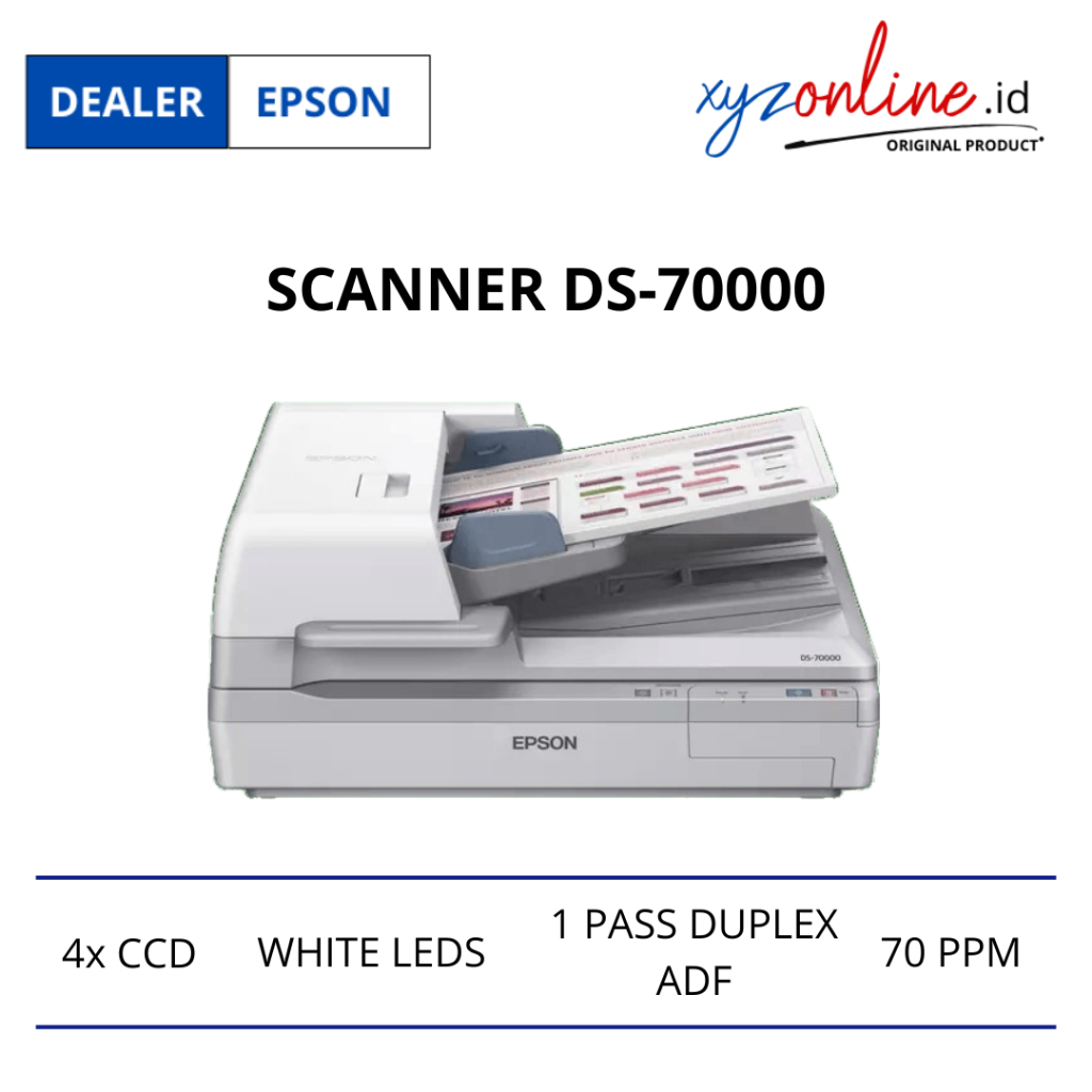 Scanner Epson WorkForce DS-70000 Pemindai Dokumen Flatbed A3 dengan ADF Dupleks