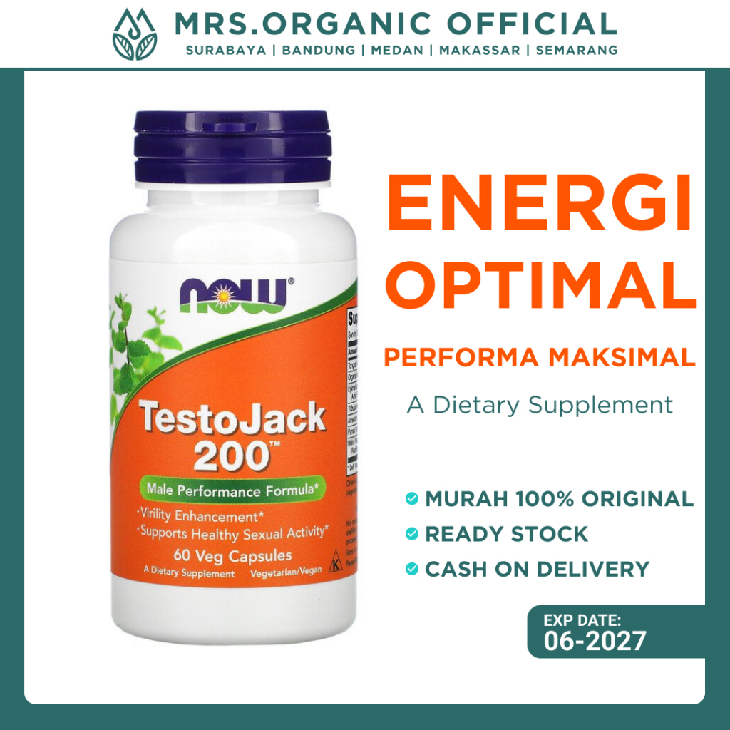 Vitamin Suplemen TestoJack 200 Now Male Performance Formula 60 Vcaps