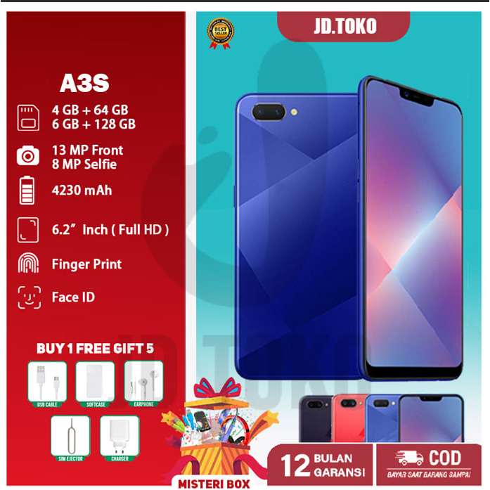 HP OPPO A3S RAM 6+128GB GARANSI 1 tahun grosir