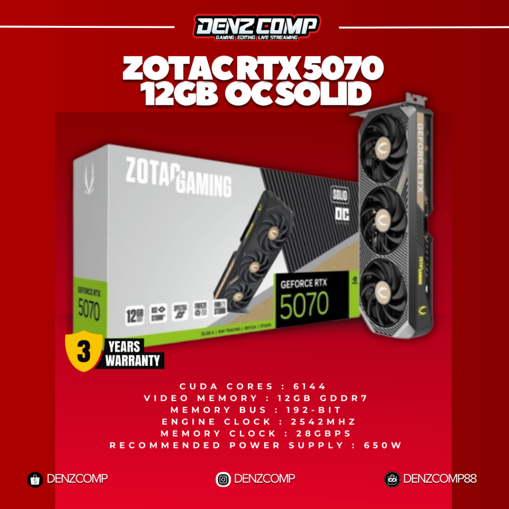 ZOTAC GAMING RTX 5070 SOLID 12GB OC GDDR7