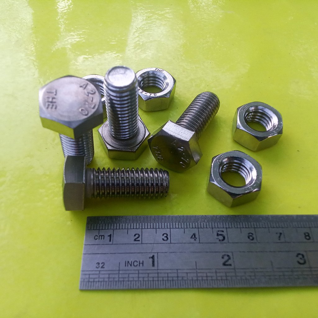 BAUT STAINLESS M12 X 35 / BAUT 19 KUNCI 19 / BAUT SS M12 X 35 SUS 304 / BAUT M12X35 STAINLESS STEEL 