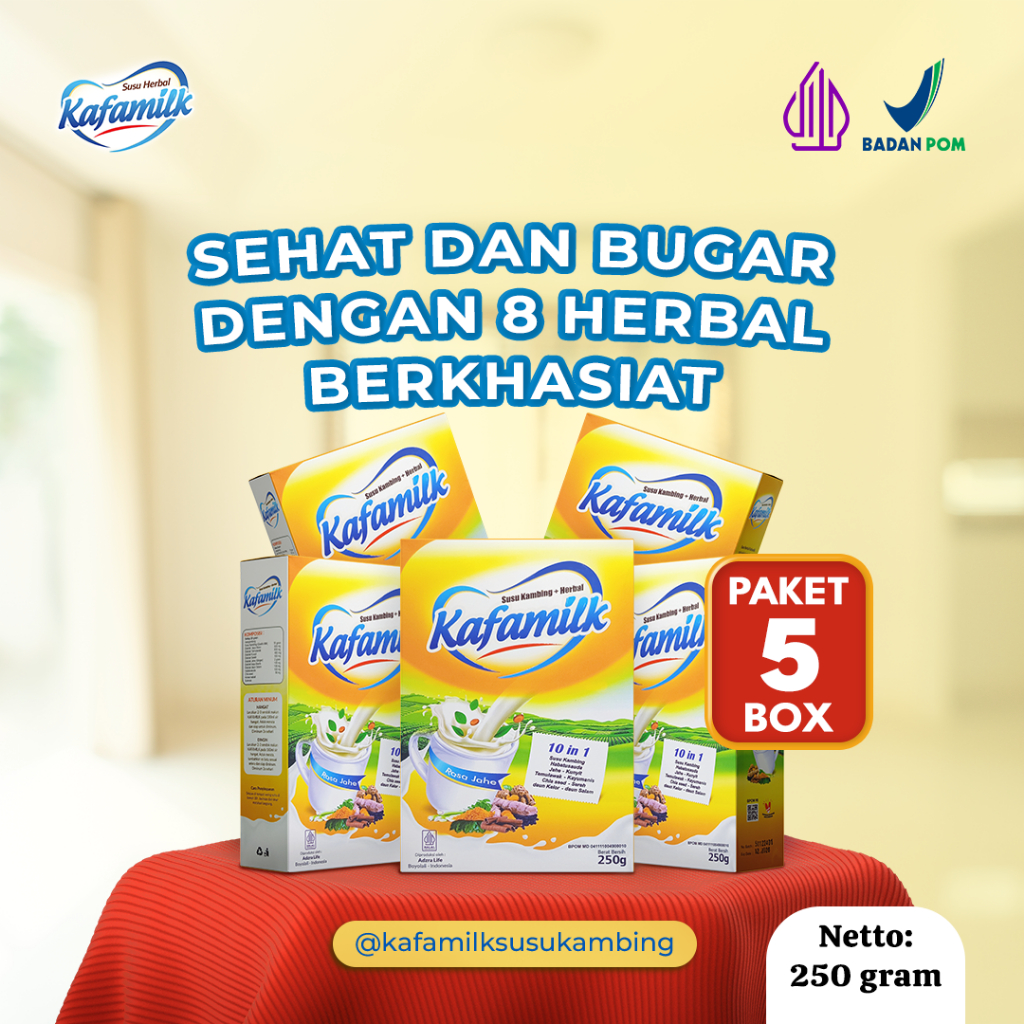 

KAFAMILK- Paket 5 box Susu Kambing Herbal Atasi Nyeri Sendi, Asam urat , Osteoporosis, Melancarkan Peredaran Darah